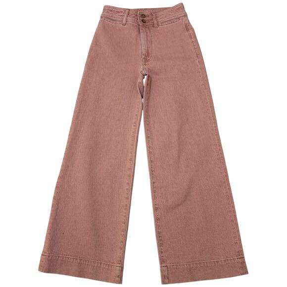 Faherty Harbor Crop Jeans Wide Leg Ankle Length Clay Pink Wash - Size 24 - Picture 1 of 14